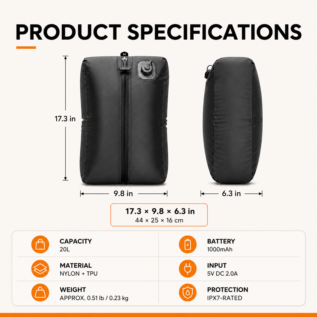 SlimMyBag electric travel vacuum bag product specifications